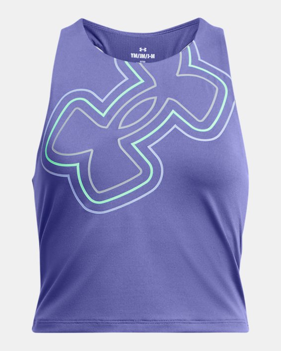 เสื้อกล้ามทรงคร็อป UA Motion Branded สำหรับเด็กผู้หญิง in Purple image number 0